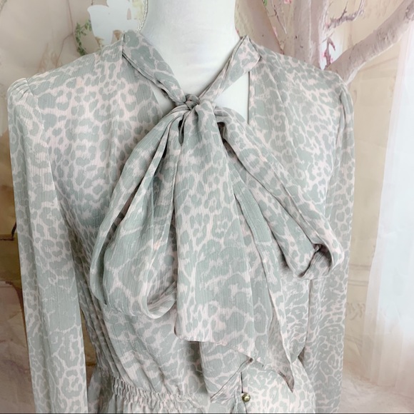 Marchesa Voyage Tie Leopard Animal Sheer Blouse - Picture 7 of 12